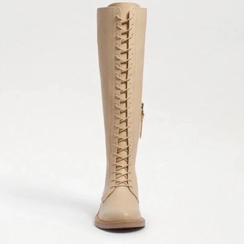 Sam Edelman Nance Leather Lace up Boots. Color: eggshell. Size: 6 - Picture 2 of 8